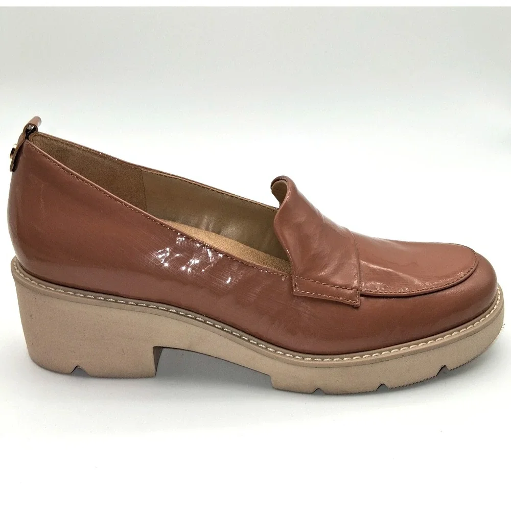 Naturalizer Darry Loafers 9M Women Mauve Patent Leather Lug Sole Comfort Shoes
